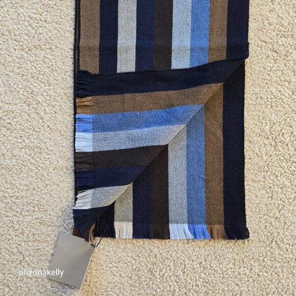 NWT Hickey Freeman Merino Wool Stripe Scarf - Picture 6 of 13